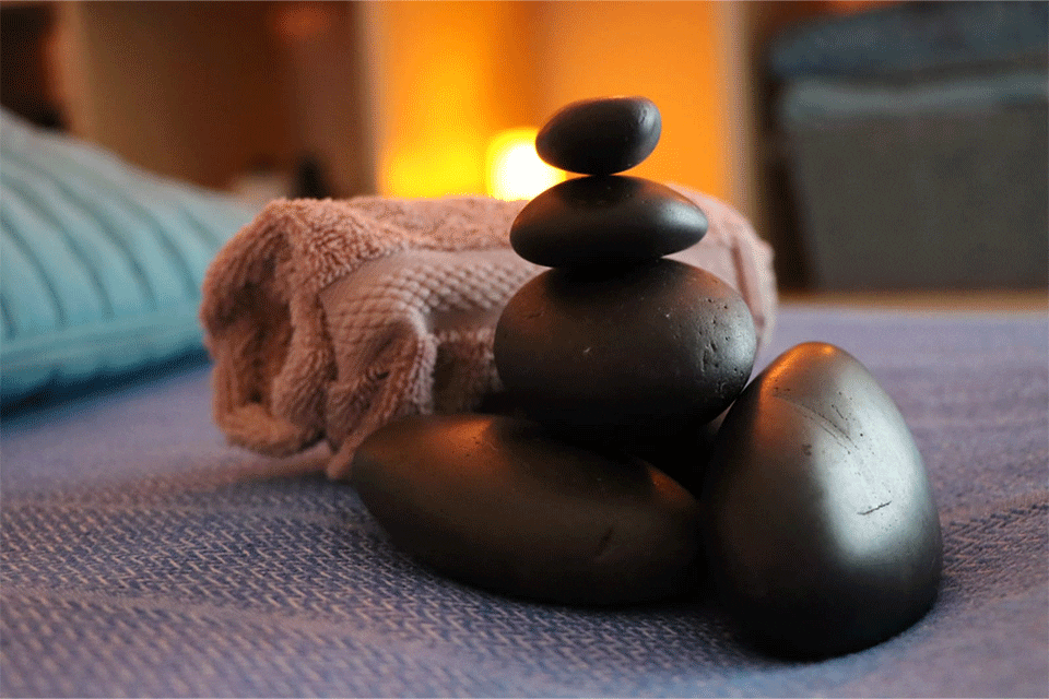 Massage Table with Hot Stones Holistic Therapies at Holistic Centre-Meath and Offaly Ireland